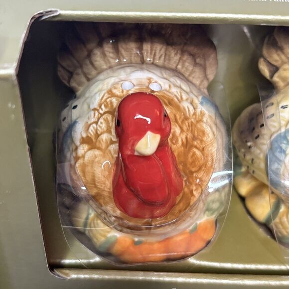 Thanksgiving Turkey Salt And Pepper Shakers Jaclyn Smith Collection Hand Painted - Picture 2 of 9